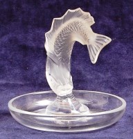 Lot 196 - A Lalique frosted and clear glass circular pin...