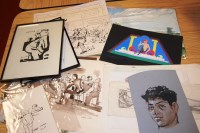 Lot 252 - Folio of assorted sketches, to include; ink...
