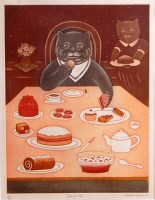 Lot 259 - Martin Leman - 'Cakes for Tea', lithograph,...