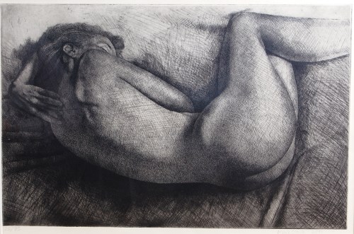 Lot 263 - Mark Clark - Sleeping nude, etching, signed...