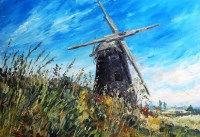 Lot 278 - John Bee - Windmill in Summer and a wooded...