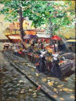 Lot 324 - Conrad M Maisey - Market at Ghent, oil, signed...