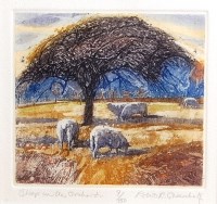 Lot 334 - Robert Greenhalf - Sheep in an orchard,...