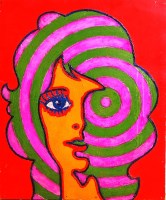 Lot 272 - 1970s Pop Art - abstract portrait, oil on...