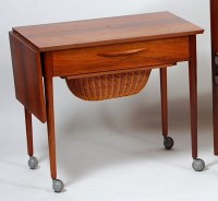 Lot 408 - A 1960s Danish rosewood single dropflap sewing...