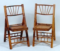 Lot 410 - A pair of Art Deco bamboo folding picnic...