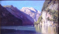 Lot 905 - A Waagen - An Alpine lake, oil on canvas...