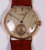 Lot 644 - A Vulcain 18ct gold cased gents wristwatch,...