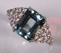 Lot 648 - A contemporary 18ct white gold, aquamarine and...