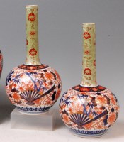 Lot 820 - A pair of Japanese Imari Fukagawa bottle vases,...