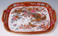 Lot 821 - A Japanese Satsuma tray, having a raised edge...