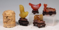 Lot 832 - Four various Chinese 19th century hardstone...