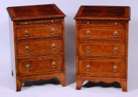 Lot 961 - A pair of figured walnut bedside chests, each...