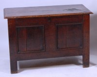 Lot 998 - A circa 1700 joined oak coffer, having twin...