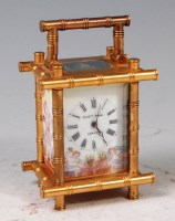 Lot 933 - A French gilt brass minuet carriage clock....