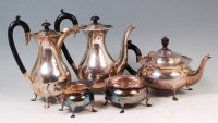 Lot 613 - A George V silver five piece tea and coffee...