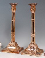 Lot 617 - A pair of Old Sheffield Plate column...