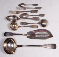 Lot 619 - A late Georgian silver twelve place setting...