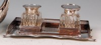 Lot 624 - An Edwardian silver inkstand, having pierced...