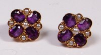 Lot 673 - A pair of Edwardian yellow gold, amethyst and...