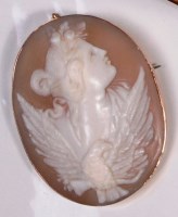 Lot 695 - A carved shell cameo brooch, modelled as a...