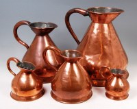 Lot 756 - A set of five 19th century copper graduated...