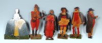 Lot 779 - A collection of six painted ply toy theatre...