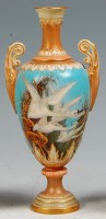 Lot 572 - A Royal Worcester porcelain twin pedestal...