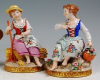 Lot 575 - A pair of Sitzendorf porcelain figures, the...