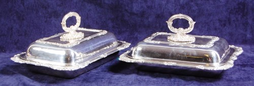 Lot 599 - A pair of late Victorian silver plated entree...