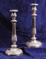 Lot 600 - A pair of Old Sheffield plate candlesticks, of...