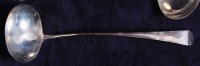 Lot 612 - A George III silver soup ladle, in the Old...