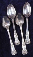 Lot 613 - A harlequin set of nine silver tablespoons, in...
