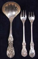 Lot 651 - A set of six sterling silver pickle forks and...