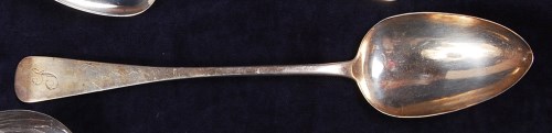 Lot 653 - A George IV silver stuffing spoon, in the Old...