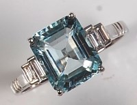Lot 671 - A contemporary 18ct white gold, aquamarine and...