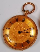 Lot 675 - An 18ct gold cased ladies fob watch, having...