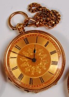 Lot 676 - A Swiss 18ct gold ladies fob watch, having a...