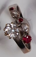 Lot 686 - A contemporary 18ct white gold, ruby and...