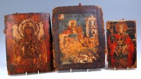 Lot 811 - Three early religious icons, probably Russian,...