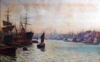 Lot 885 - Thomas Henry - The Pool of London, watercolour...