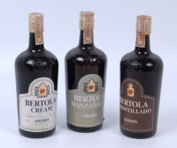 Lot 66 - Five bottles of Bertola Amontillado sherry,...