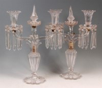 Lot 120 - A pair of Victorian cut glass two light...