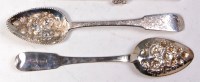 Lot 190 - A pair of late Georgian silver berry spoons,...