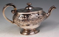 Lot 154 - A George II silver pedestal teapot, of oval...