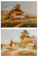 Lot 390 - Stewart Brooke - Pair of cottage scenes in...