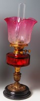 Lot 307 - A late Victorian brass pedestal oil lamp,...