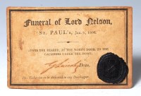 Lot 311 - Admittance ticket for the funeral of Lord...