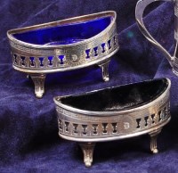 Lot 156 - A pair of late Georgian silver table salts,...