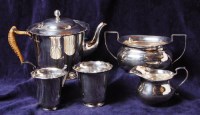 Lot 196 - An Edwardian silver three piece teaset,...